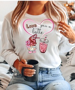 Latte Valentine Sweatshirt, Love You A Latte Sweatshirt, Women's, Men's Valentines Day Sweatshirt, Unisex Valentine's Shirt
