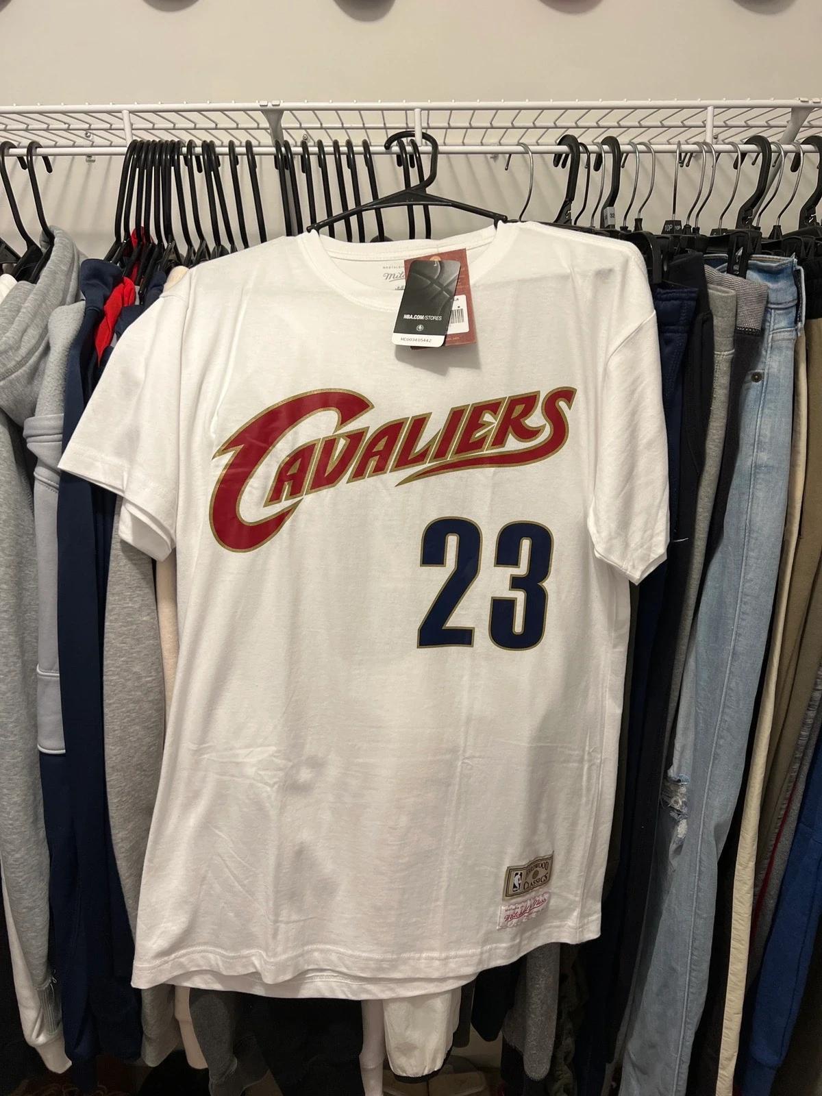 Lebron James Mitchell and Ness Throwback Tshirt Hoodie Crewneck Sweatshirt Reprinted Full Color Full Size Gifts for NBA Fans