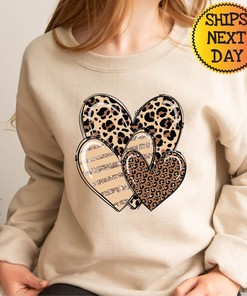 Leopard Heart Doodles Sweatshirt, Leopard Heart Shirt, Love Sweatshirt, Valentines Day Sweater, Valentines Day Shirt, Valentines Sweater