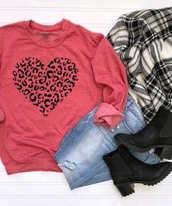 Leopard Heart Sweatshirt: Love & Animal Print Theme