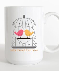 Lets Tweet Our Love, Valentines Day Gift, Couples Mug, Love Message, Vuedelavie, Love Letter, Tweeting Love