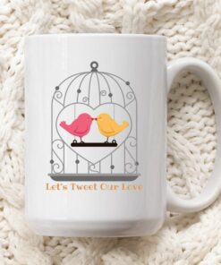 Lets Tweet Our Love, Valentines Day Gift, Couples Mug, Love Message, Vuedelavie, Love Letter, Tweeting Love