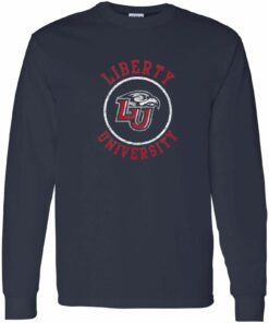 Liberty University Flames Distressed Circle Logo Shirt Sweatshirt Pullover Hoodie Reprinted Full Color Full Size