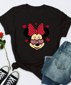Little Heart Happy Valentines Day Disney Shirt Minni Mouse Clothes Gift Unisex T-shirt Family Birthday Gift Adult Kid Toddler Tee