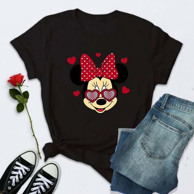 Little Heart Happy Valentines Day Disney Shirt Minni Mouse Clothes Gift Unisex T-shirt Family Birthday Gift Adult Kid Toddler Tee
