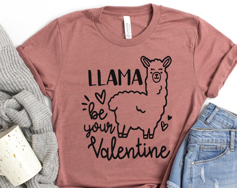 Llama be your Valentine Shirt, Boyfriend and Girlfriend Gift, Couple Ideas, Matching Love Tshirt, Valentines Love Tshirt, Cute Tee, Valentines - Image 2
