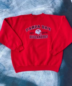 Logo Athletic Tampa Bay Buccaneers Tshirt Pullover Hoodie Crewneck Sweatshirt Reprinted Full Color Full Size Gifts For NFL Fans
