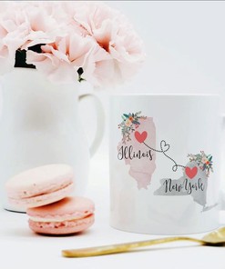 Long Distance Valentines Gift - I Wish You Lived Next Door Mug, Custom Two State Mugs, Valentine Gift for Friend, Unique