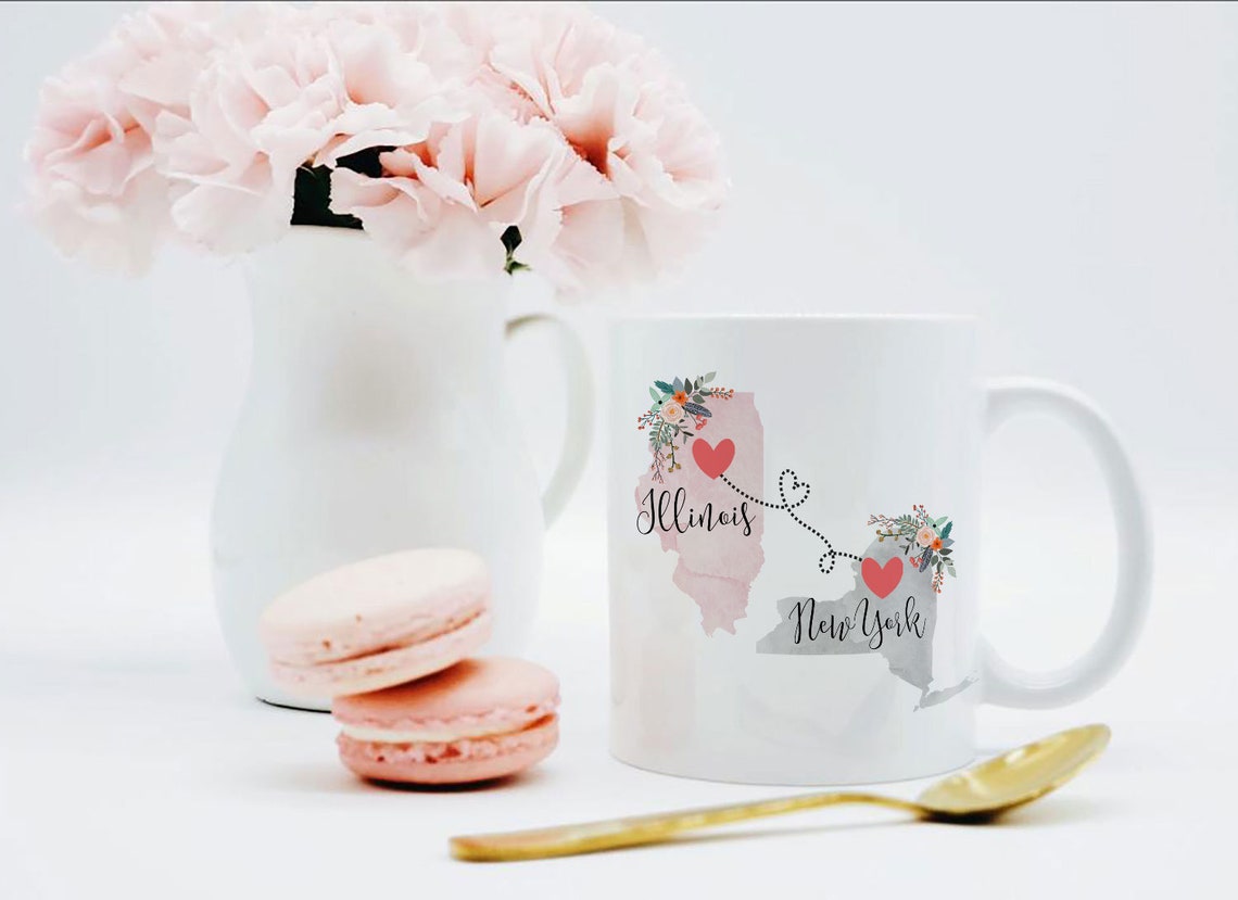 Long Distance Valentines Gift - I Wish You Lived Next Door Mug, Custom Two State Mugs, Valentine Gift for Friend, Unique