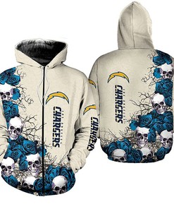 Los Angeles Chargers Creamy Blue Unisex 3D All Over Print Zip Up Hoodienfl Zip Up Hoodie