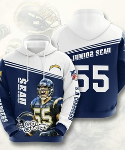 Los Angeles Chargers Junior Seau Navy Blue White Unisex 3D All Over Print Zip Up Hoodienfl Zip Up Hoodie