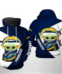 Los Angeles Chargers Nfl Baby Yoda Team 3D All Over Print Zip Up Hoodie Option