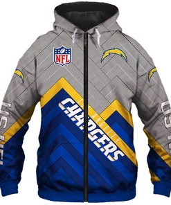 Los Angeles Chargers Nfl Rugby Team 3D All Over Print Zip Up Hoodie Option