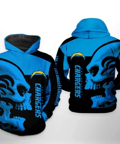 Los Angeles Chargers Nfl Skull 3D All Over Print Zip Up Hoodie Option