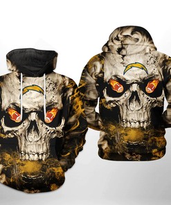 Los Angeles Chargers Nfl Skull Team 3D All Over Print Zip Up Hoodie Option