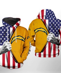 Los Angeles Chargers Nfl Us Flag Team 3D All Over Print Zip Up Hoodie Option