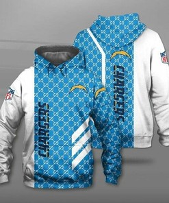 Los Angeles Chargers Powder Blue White Unisex 3D All Over Print Zip Up Hoodienfl Zip Up Hoodie