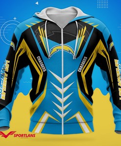 Los Angeles Chargers Unisex 3D All Over Print Zip Up Hoodie Options