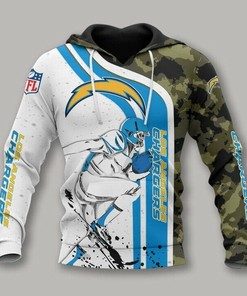 Los Angeles Chargers White Blue Camo Unisex 3D All Over Print Zip Up Hoodienfl Zip Up Hoodie