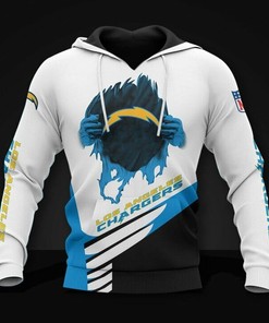 Los Angeles Chargers White Blue Unisex 3D All Over Print Zip Up Hoodienfl Zip Up Hoodie