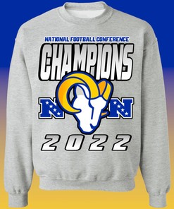 Los Angeles Rams 2022 NFC Champions Retro NFL Crewneck Sweatshirt Hoodie Shirt Gifts for Fans