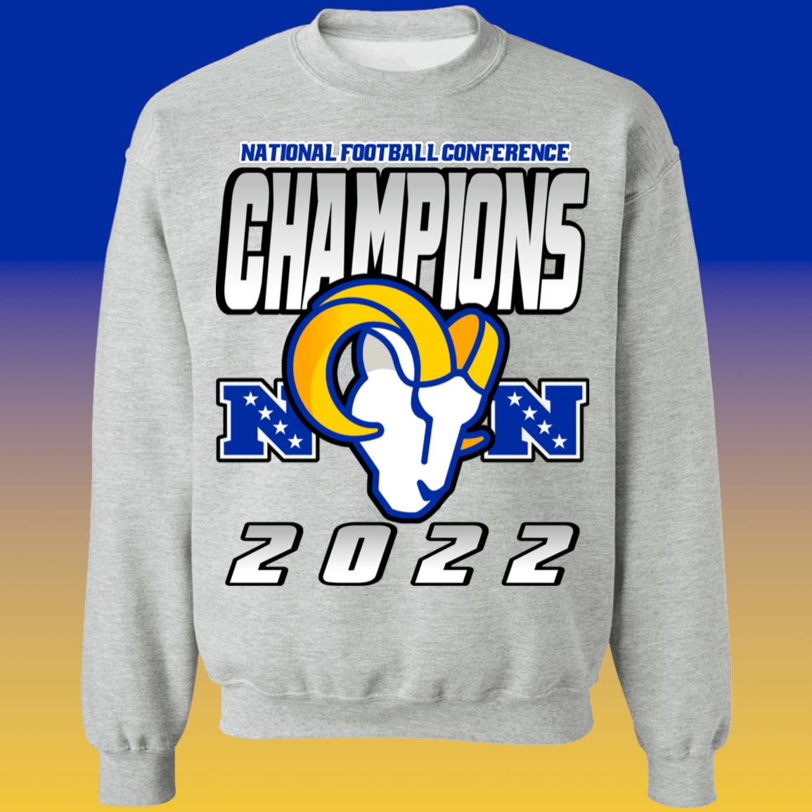 Los Angeles Rams 2022 NFC Champions Retro NFL Crewneck Sweatshirt Hoodie Shirt Gifts for Fans