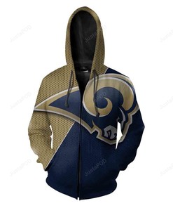 Los Angeles Rams Nfl Football Big Logo Men And Women 3D Pullover Zip Hoodie And Hoodie. Los Angeles Rams 3D Hoodie Shirt