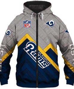 Los Angeles Rams Nfl Rugby Team 3D All Over Print Zip Up Hoodie Option