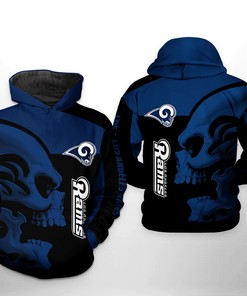 Los Angeles Rams Nfl Skull 3D All Over Print Zip Up Hoodie Option