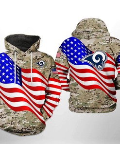 Los Angeles Rams Nfl Us Flag Camo Veteran Team 3D All Over Print Zip Up Hoodie Option