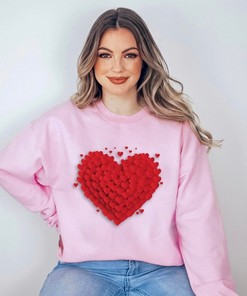 Love 3D Hearts Sweatshirt, Pile of Hearts Love Crewneck Valentine Gifts