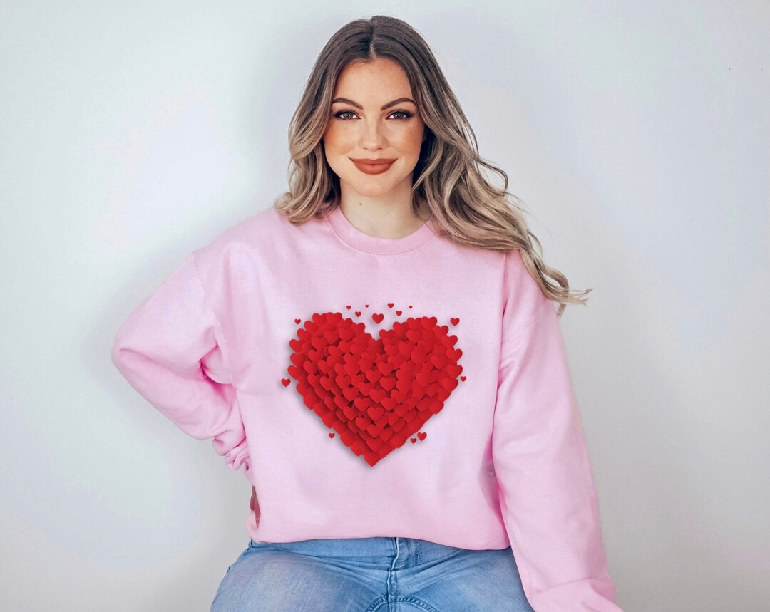 Love 3D Hearts Sweatshirt, Pile of Hearts Love Crewneck Valentine Gifts