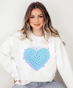 Love 3D Hearts Sweatshirt, Pile of Hearts Love Crewneck, Valentine's Pink Red Purple Blue Black 3D Hearts Graphic, Pile of Love Unisex Top