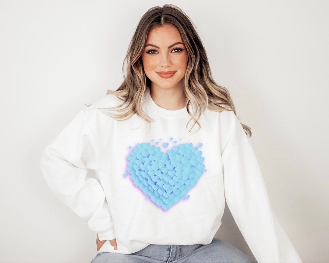Love 3D Hearts Sweatshirt, Pile of Hearts Love Crewneck, Valentine's Pink Red Purple Blue Black 3D Hearts Graphic, Pile of Love Unisex Top