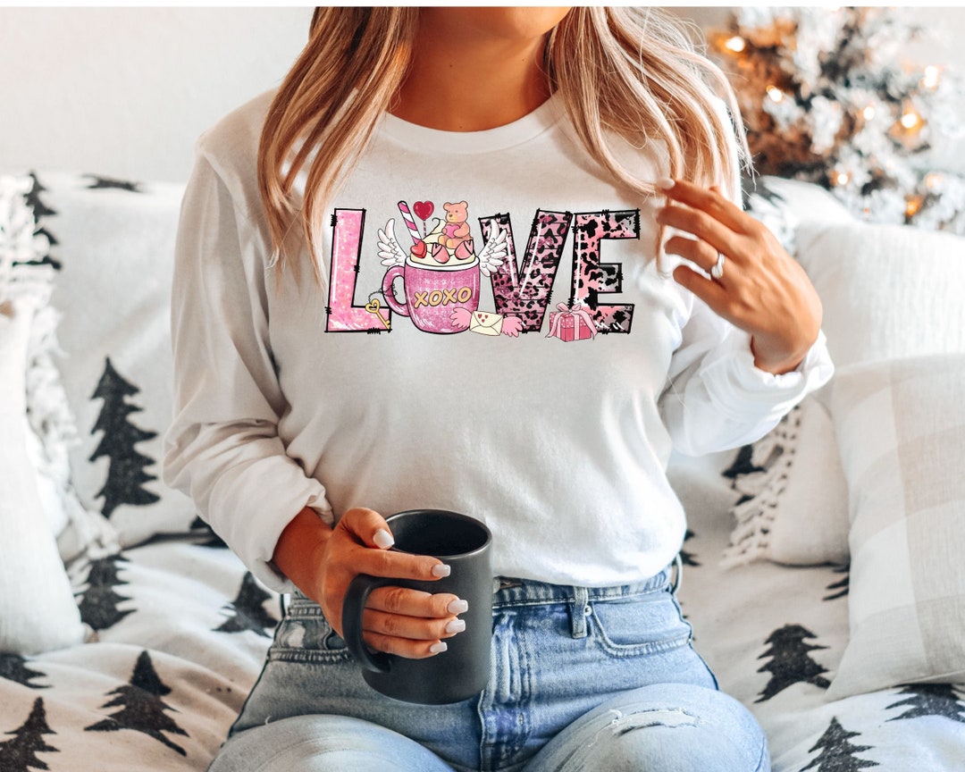 Love Coffee Valentines Sweatshirt, Women's And Men's Valentines Day Sweatshirt, Retro Font Sweatshirt, Unisex Valentine's Day Sweatshirt