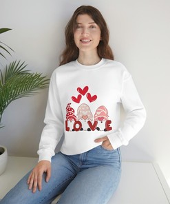 Love Gnome Valentines Sweater, Gnome Heart Love Sweatshirt Unisex Crewneck Sweatshirt