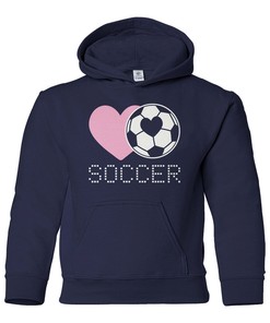 Love Heart Soccer - Youth Pullover Hoodie Sweatshirt