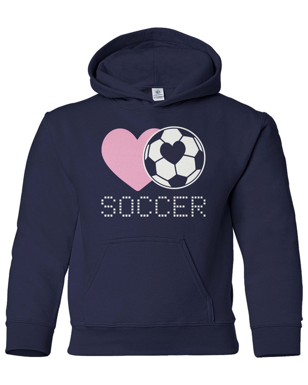 Love Heart Soccer - Youth Pullover Hoodie Sweatshirt