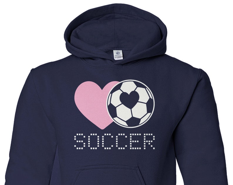 Love Heart Soccer - Youth Pullover Hoodie Sweatshirt - Image 2