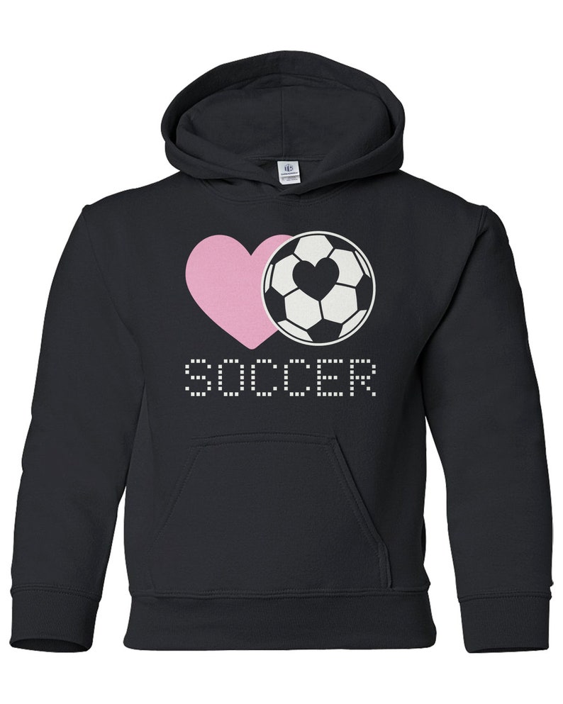 Love Heart Soccer - Youth Pullover Hoodie Sweatshirt - Image 3
