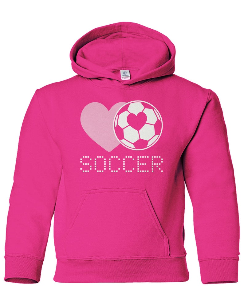 Love Heart Soccer - Youth Pullover Hoodie Sweatshirt - Image 4
