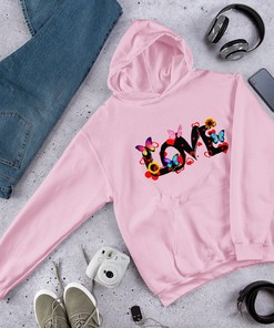 Love Hearts Butterflies Hoodie: Unisex Hoodie with Print Design