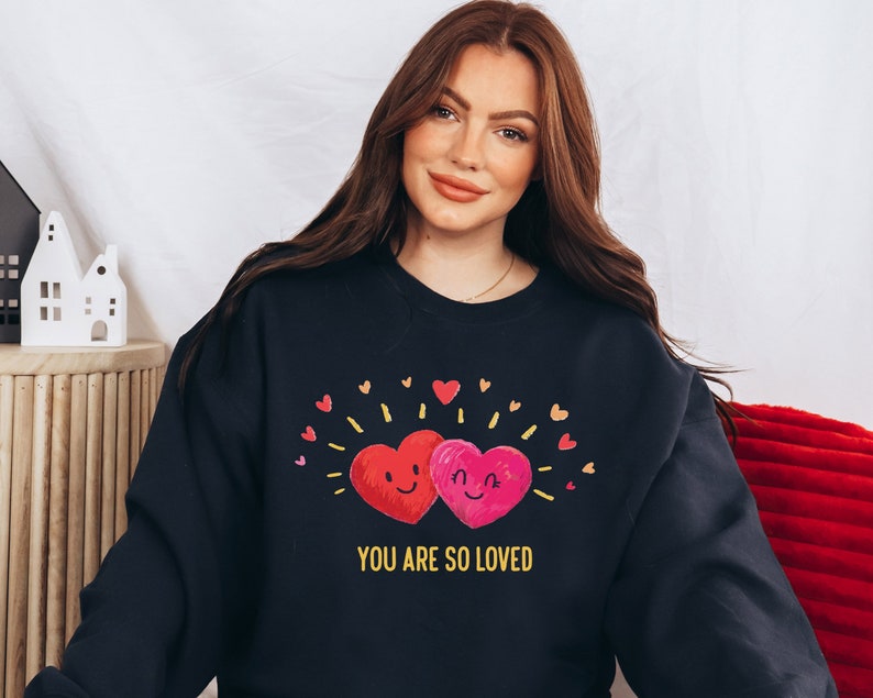 Love Sweater, Cute Heart Sweatshirt, Valentine Sweater, Valentines Day Gift for Her, Vday Shirt, Couples Sweatshirt Gift, Anniversary Gift - Image 3