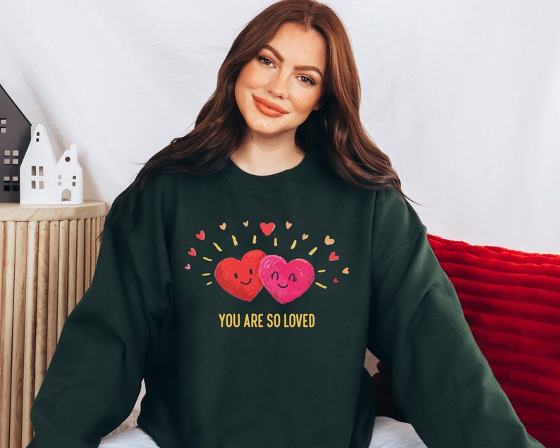 Love Sweater, Cute Heart Sweatshirt, Valentine Sweater, Valentines Day Gift for Her, Vday Shirt, Couples Sweatshirt Gift, Anniversary Gift - Image 4