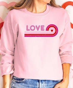 Love Sweatshirt, Rainbow love Sweatshirt, Valentine's pink Sweatshirt, Gift for Valentine, Women's Sweatshirt, Mom Valentines day Sweatshirt
