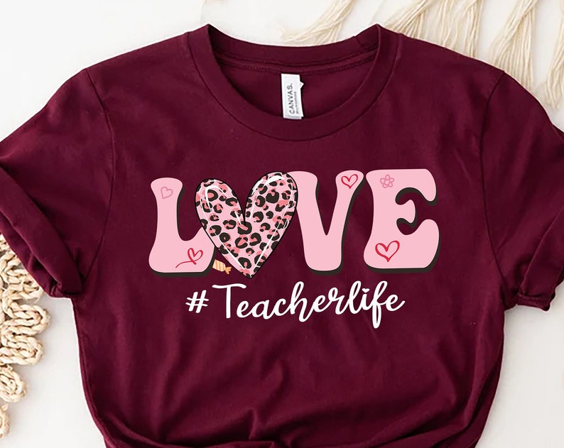 Love Teacher Life Sweatshirt, Teacher Valentine Shirt, Valentine Shirt For Teacher, Retro Valentines Sweater, Teacher Sayings Unisex T-Shirt - Image 2