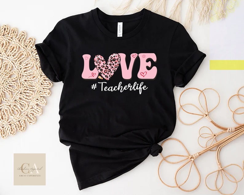 Love Teacher Life Sweatshirt, Teacher Valentine Shirt, Valentine Shirt For Teacher, Retro Valentines Sweater, Teacher Sayings Unisex T-Shirt - Image 4
