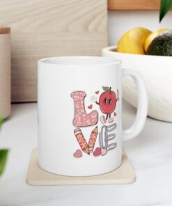 Love Teacher Mug, Teacher Coffee Mug, Retro Valentines Mug, Valentines Day Gift For Teachers, Valentines Mug