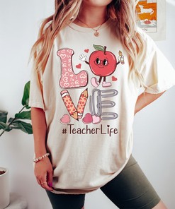 Love Teacher Valentine Shirt, Teacher Valentines Gift, Candy Conversation Hearts Shirt, Leopard Print Tshirt, Trendy Retro Valentines Day Outfit