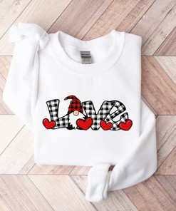 Love Valentine Gnome Valentine, Valentine Gnome Buffalo Plaid Sweatshirt, Valentines Day, Valentines Day Sweatshirt, Valentines Day Gift